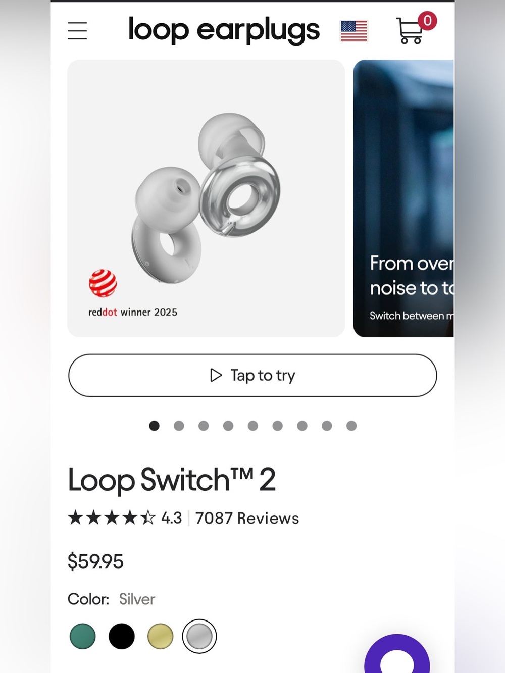 Loop Switch™ 2 Earplugs in Silver - Picture 3 of 9
